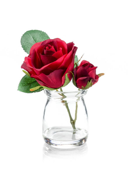 Emerald Rose red in glass