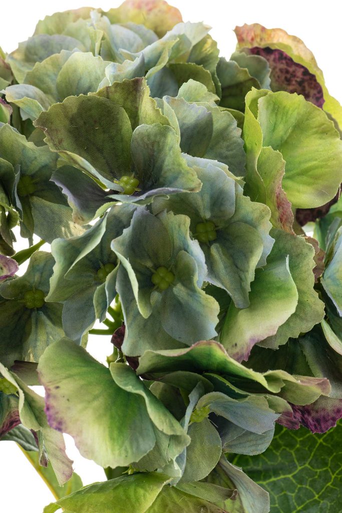 hortensia real touch groene kunstbloem - close up
